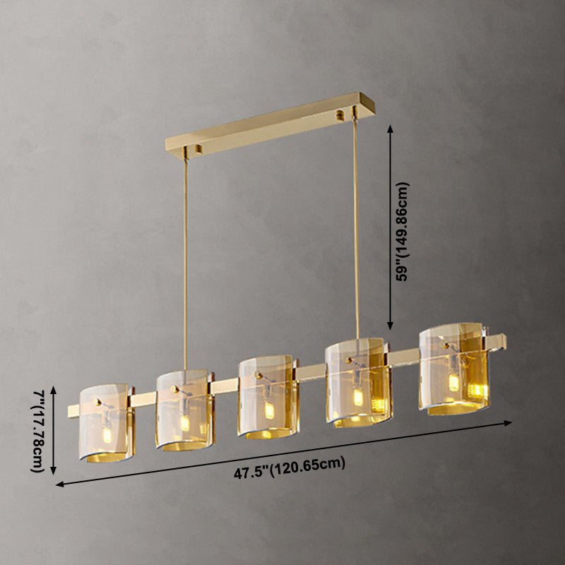 Minimalismo de la isla Vidromas livianos 5 accesorios de iluminación colgante para el comedor