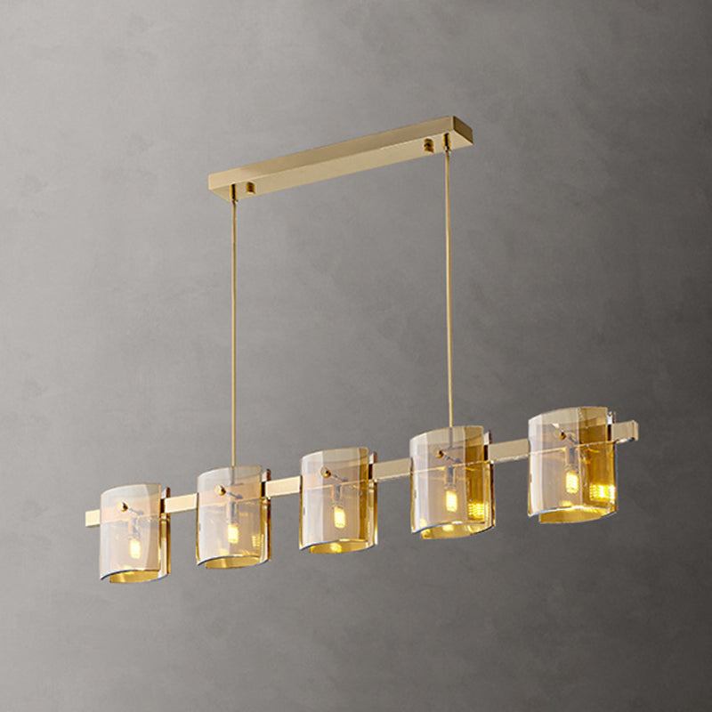 Minimalism Island Light Glass 5 Head Pendant Lighting Fixtures for Dining Room