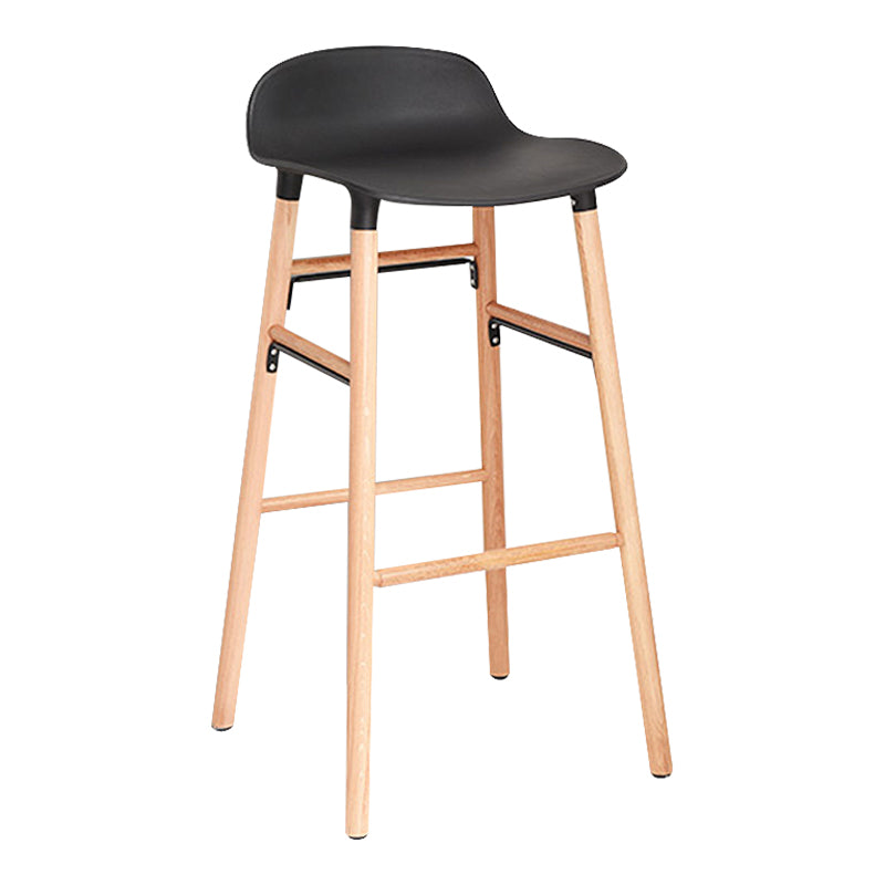Sgabello da bar in plastica di sgabelli da banco moderno con poggiapiedi e base in legno