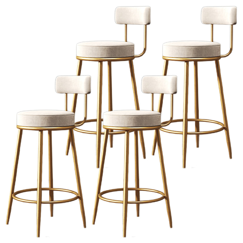 Glam Metal Upholstered Barstool Indoor Bar Stool with Low Back and Ron Legs