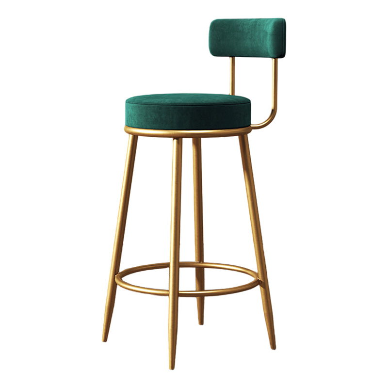 Glam Metal Upholstered Barstool Indoor Bar Stool with Low Back and Ron Legs