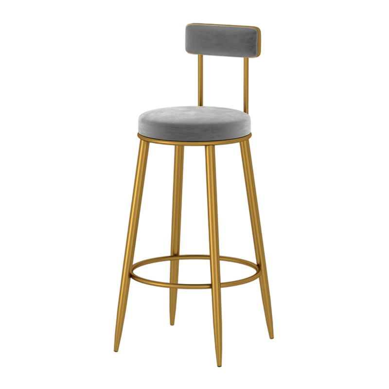Glam Metal Upholstered Barstool Indoor Bar Stool with Low Back and Ron Legs