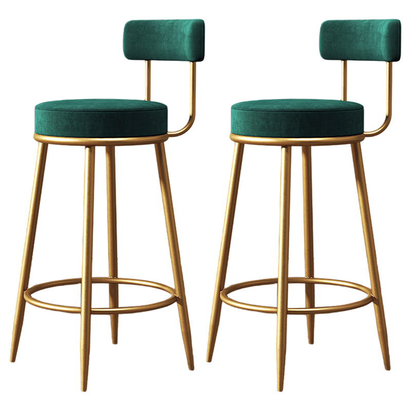 Glam Metal Upholstered Barstool Indoor Bar Stool with Low Back and Ron Legs