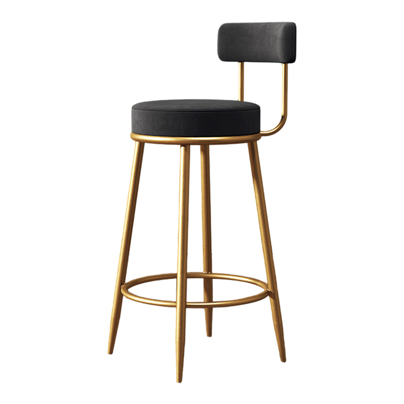 Glam Metal Upholstered Barstool Indoor Bar Stool with Low Back and Ron Legs