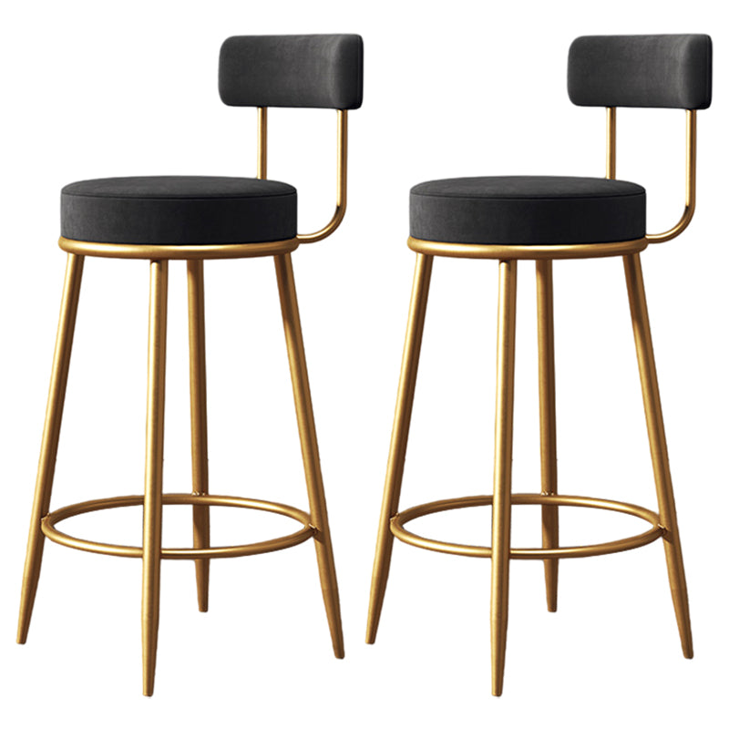 Glam Metal Upholstered Barstool Indoor Bar Stool with Low Back and Ron Legs