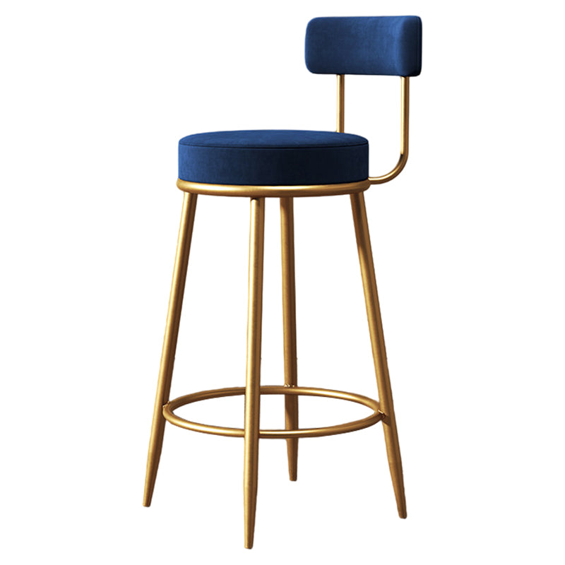 Glam Metal Upholstered Barstool Indoor Bar Stool with Low Back and Ron Legs