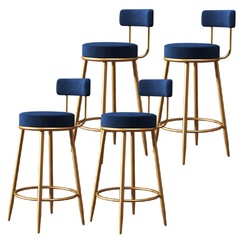 Glam Metal Upholstered Barstool Indoor Bar Stool with Low Back and Ron Legs