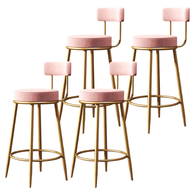 Glam Metal Upholstered Barstool Indoor Bar Stool with Low Back and Ron Legs