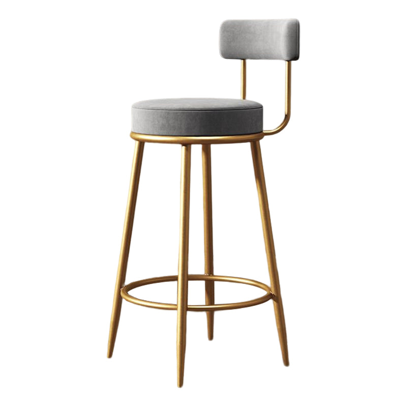 Glam Metal Upholstered Barstool Indoor Bar Stool with Low Back and Ron Legs