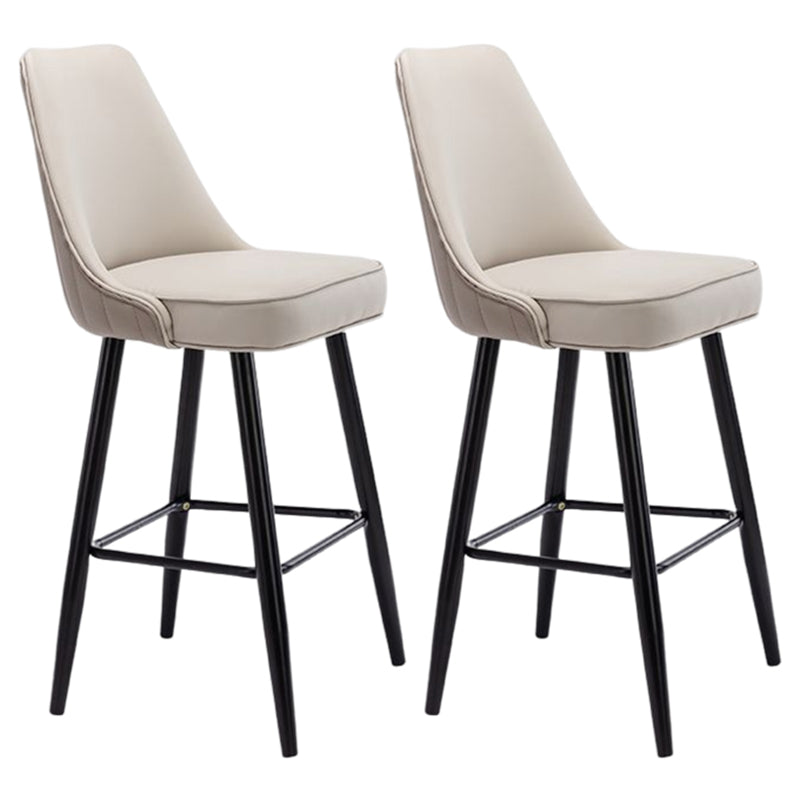 Contemporary Metal Leather Bar Stools Bristol Barstool with Iron Legs and Low Back