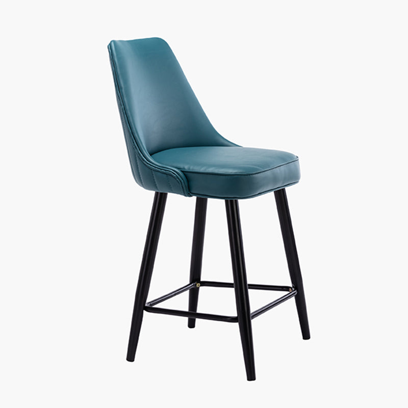 Contemporary Metal Leather Bar Stools Bristol Barstool with Iron Legs and Low Back