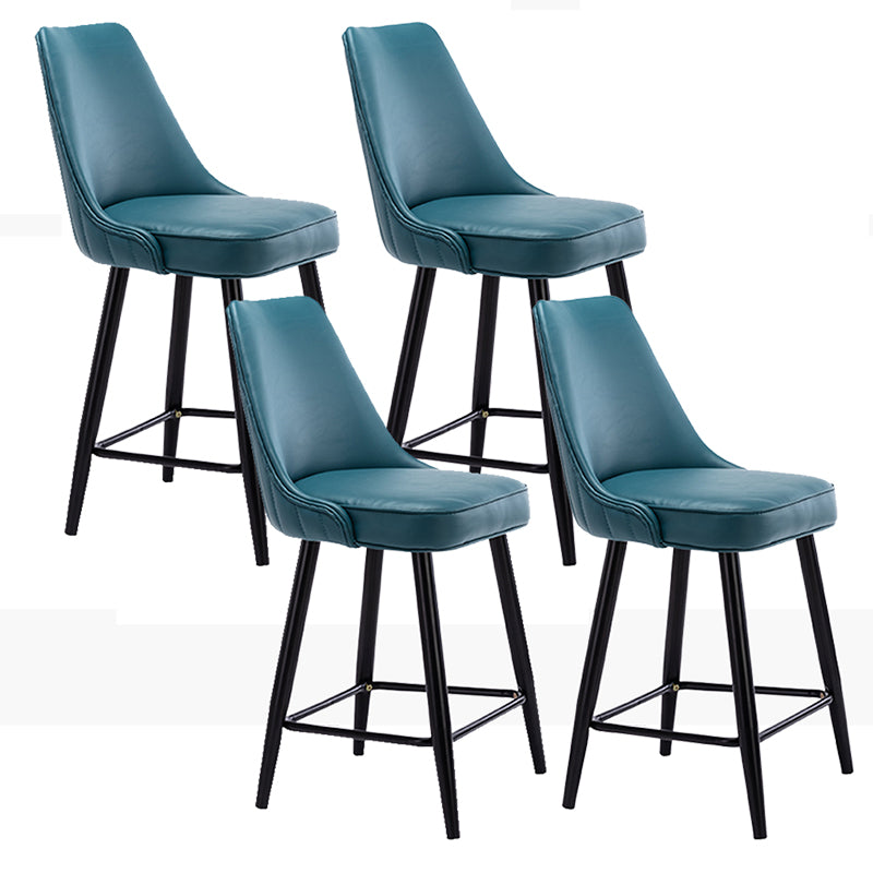 Contemporary Metal Leather Bar Stools Bristol Barstool with Iron Legs and Low Back