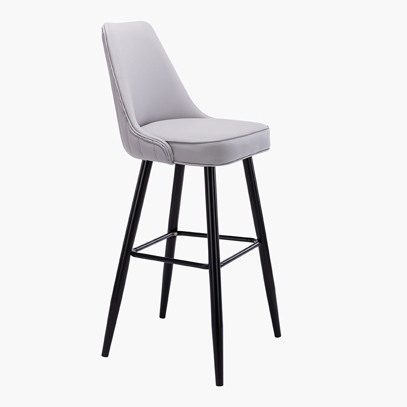 Contemporary Metal Leather Bar Stools Bristol Barstool with Iron Legs and Low Back