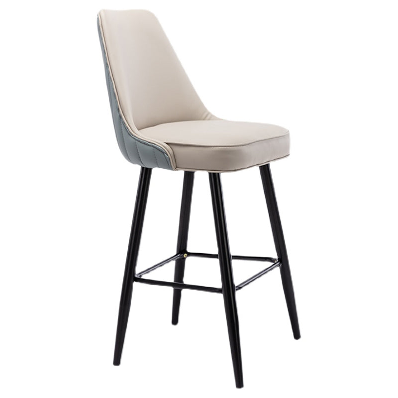 Contemporary Metal Leather Bar Stools Bristol Barstool with Iron Legs and Low Back