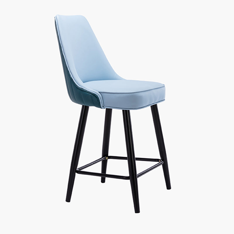 Contemporary Metal Leather Bar Stools Bristol Barstool with Iron Legs and Low Back