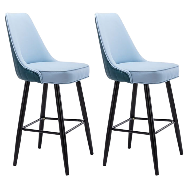 Contemporary Metal Leather Bar Stools Bristol Barstool with Iron Legs and Low Back