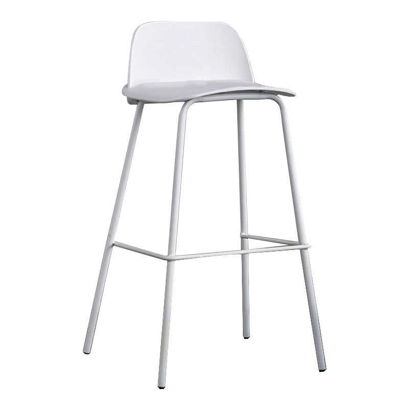 Rectangular Modern Plastic Bar Stool Backrest Footrest Counter Stool with Iron Legs