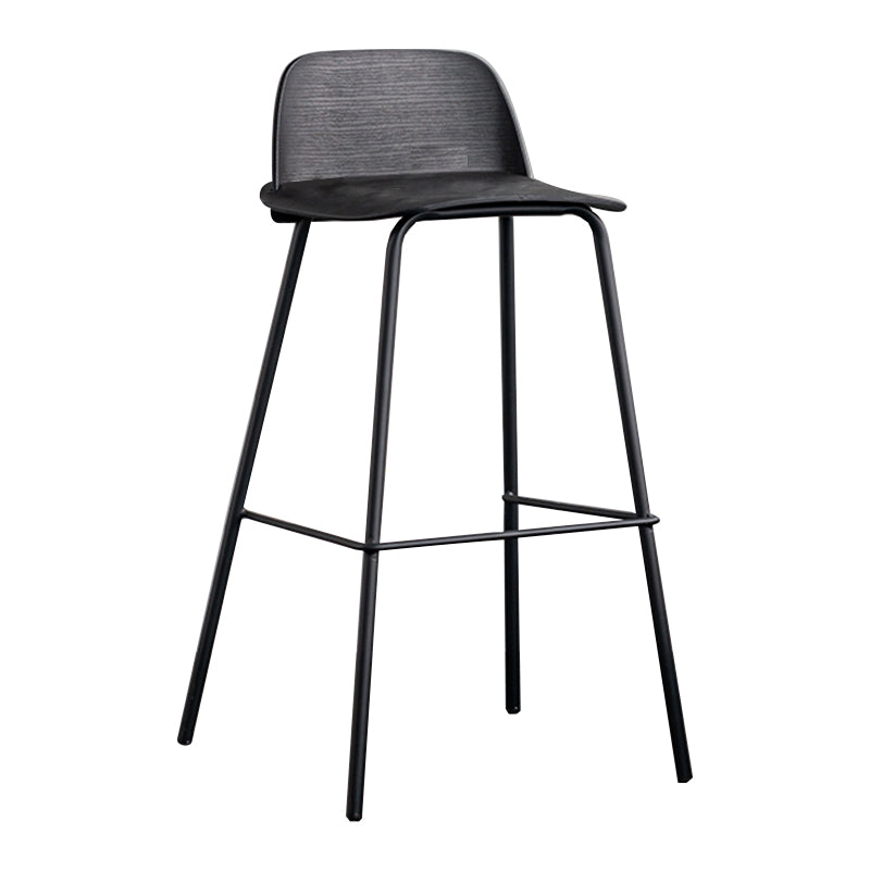 Rectangular Modern Plastic Bar Stool Backrest Footrest Counter Stool with Iron Legs