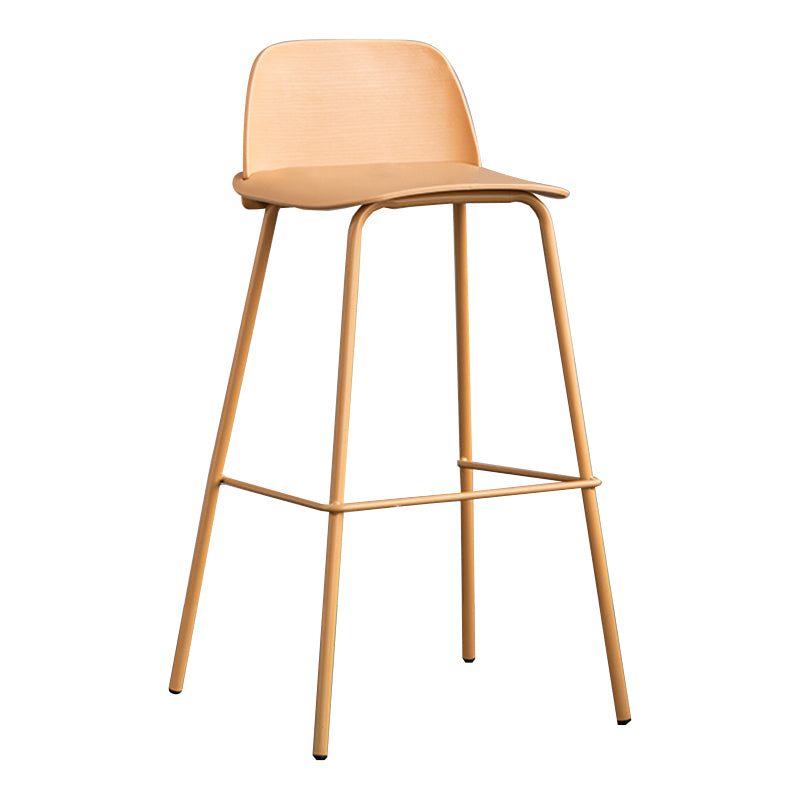 Rectangular Modern Plastic Bar Stool Backrest Footrest Counter Stool with Iron Legs
