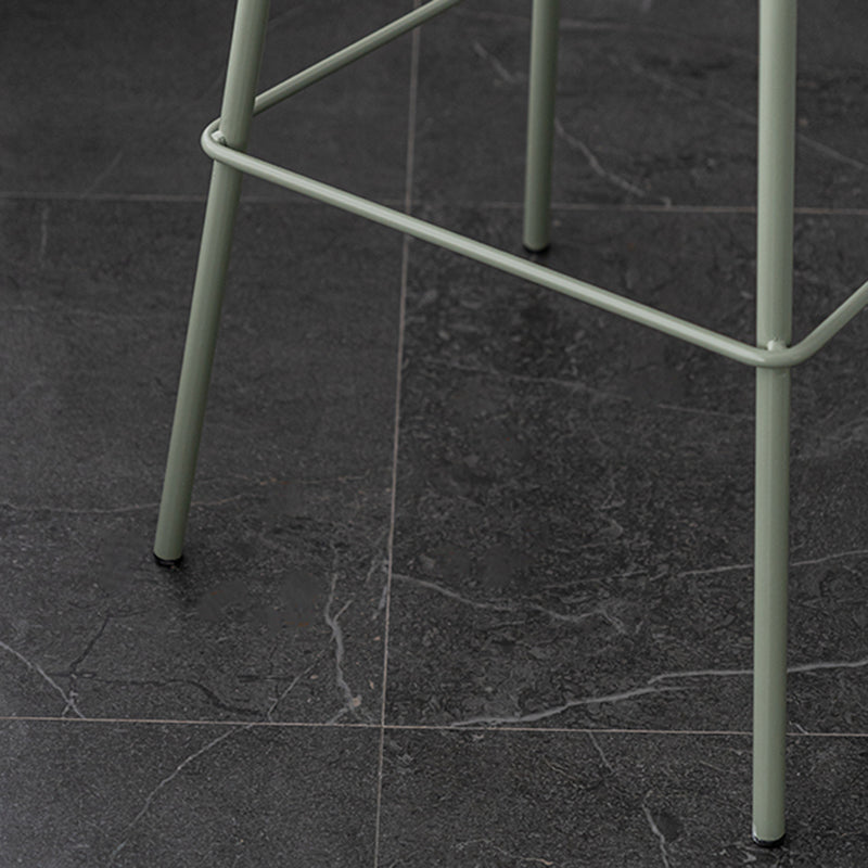 Rectangular Modern Plastic Bar Stool Backrest Footrest Counter Stool with Iron Legs
