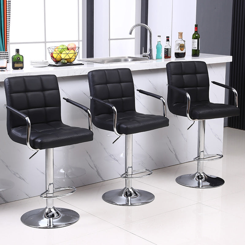 Indoor Modern Adjustable Bar Stool Footrest Bucket Backrest Swivel Counter Stool