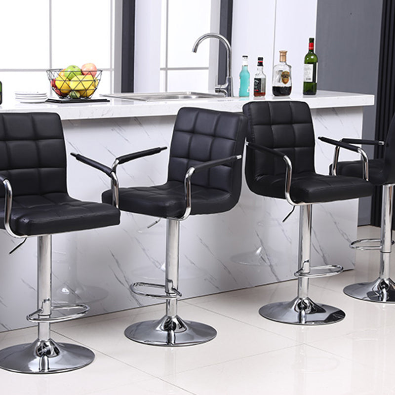 Indoor Modern Adjustable Bar Stool Footrest Bucket Backrest Swivel Counter Stool