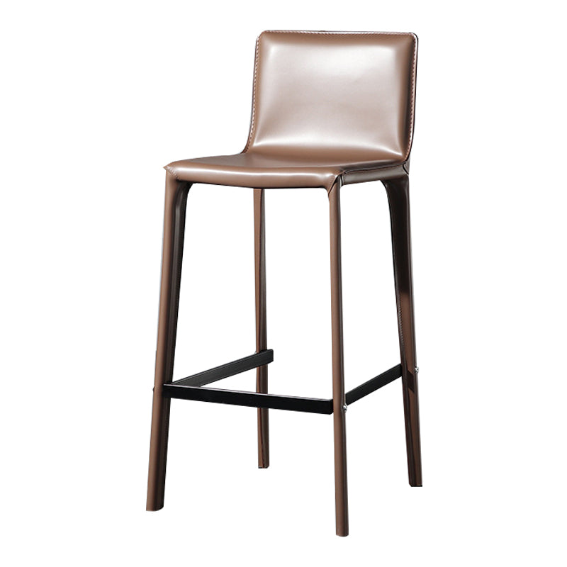 Taburete de bar de cuero para cafetería, reposapiés rectangular, respaldo bajo, altura de mostrador, 1 pieza