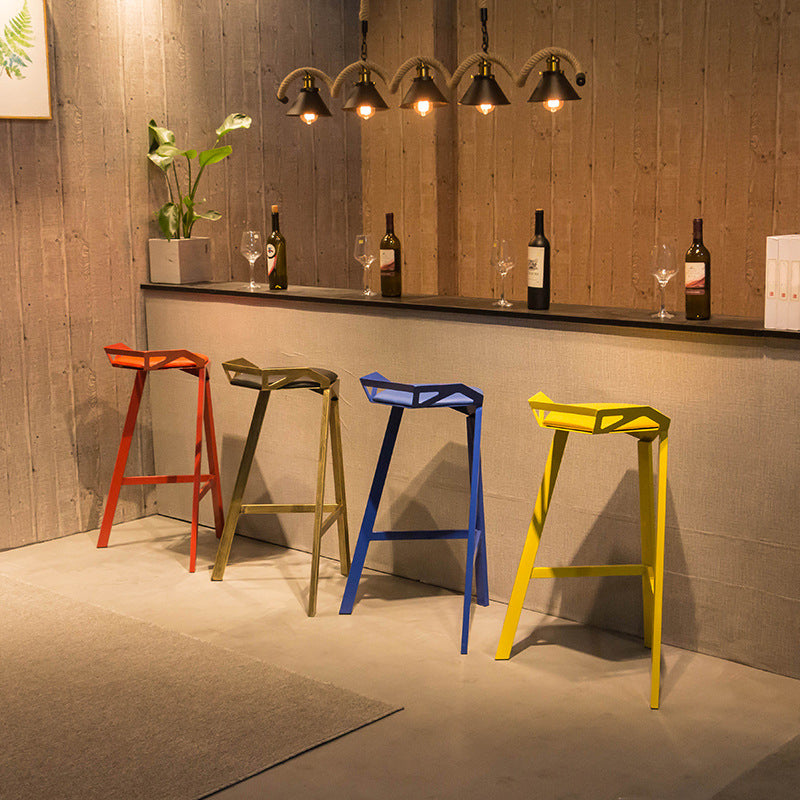 Modern Geometric Bar Stool Footrest Bristol Counter and Bar Stool with Iron Legs