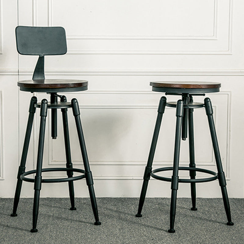 Taburete de bar para cafetería, reposapiés, altura ajustable, taburete con patas de hierro
