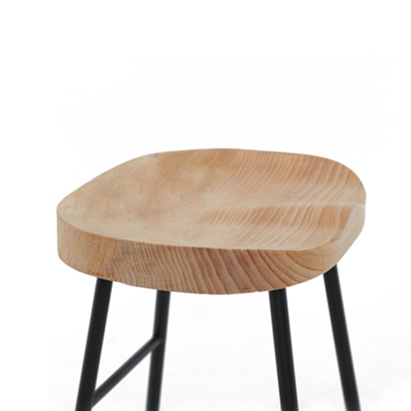 Moderner Barhocker für den Innenbereich, Massivholz, Eisenbeine, Sattelsitz, Thekenhocker