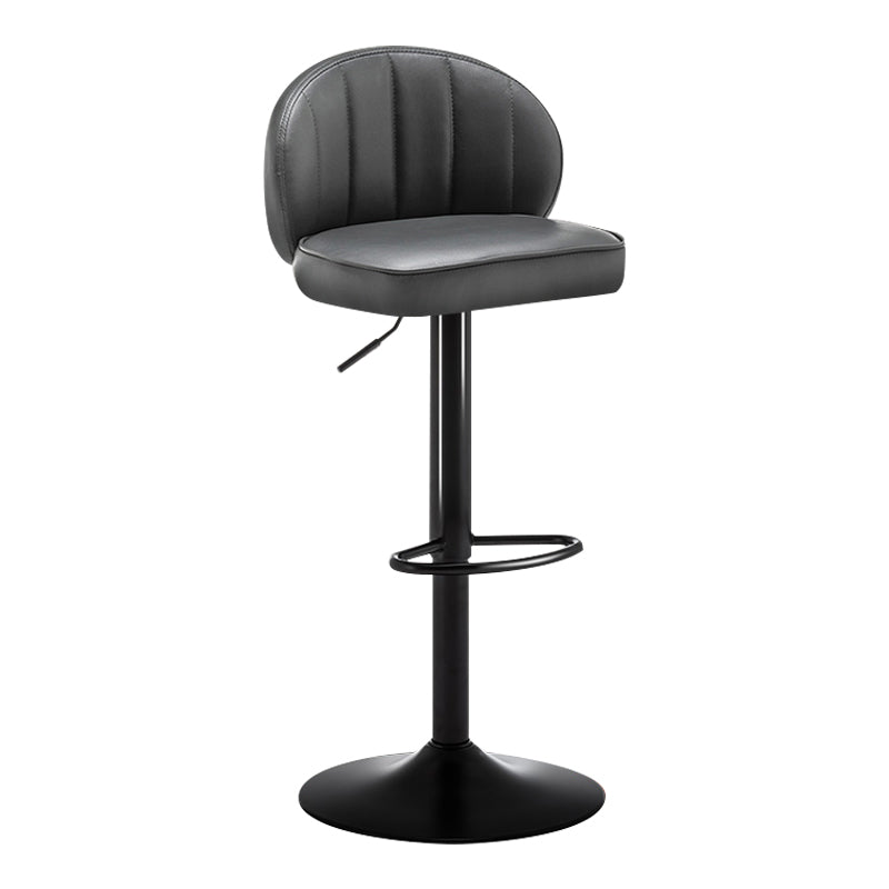Taburete de bar de acero con respaldo moderno, taburete elevable con cojín de cuero