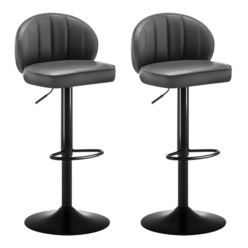 Taburete de bar de acero con respaldo moderno, taburete elevable con cojín de cuero