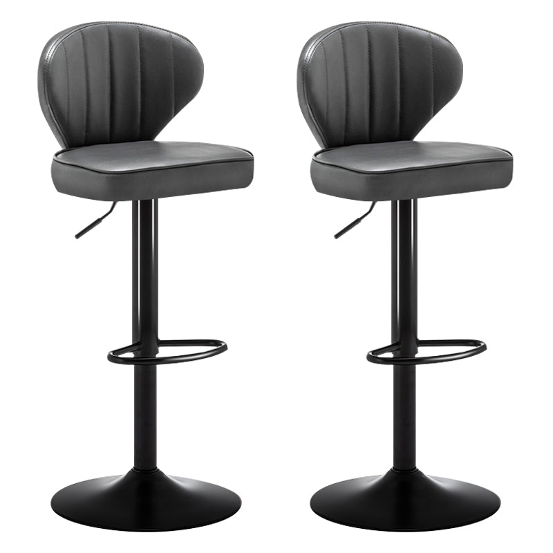 Taburete de bar de acero con respaldo moderno, taburete elevable con cojín de cuero