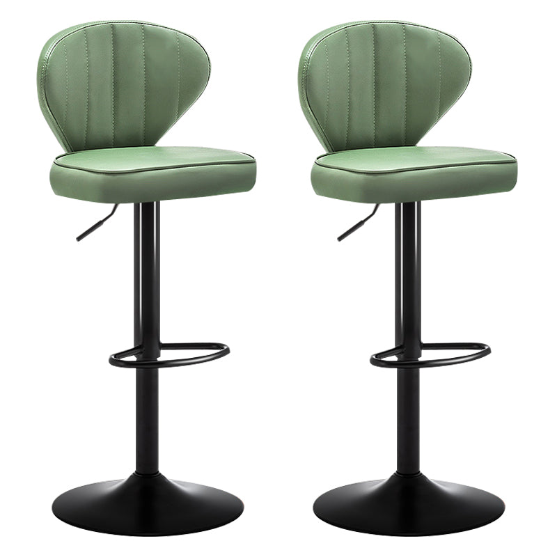 Taburete de bar de acero con respaldo moderno, taburete elevable con cojín de cuero