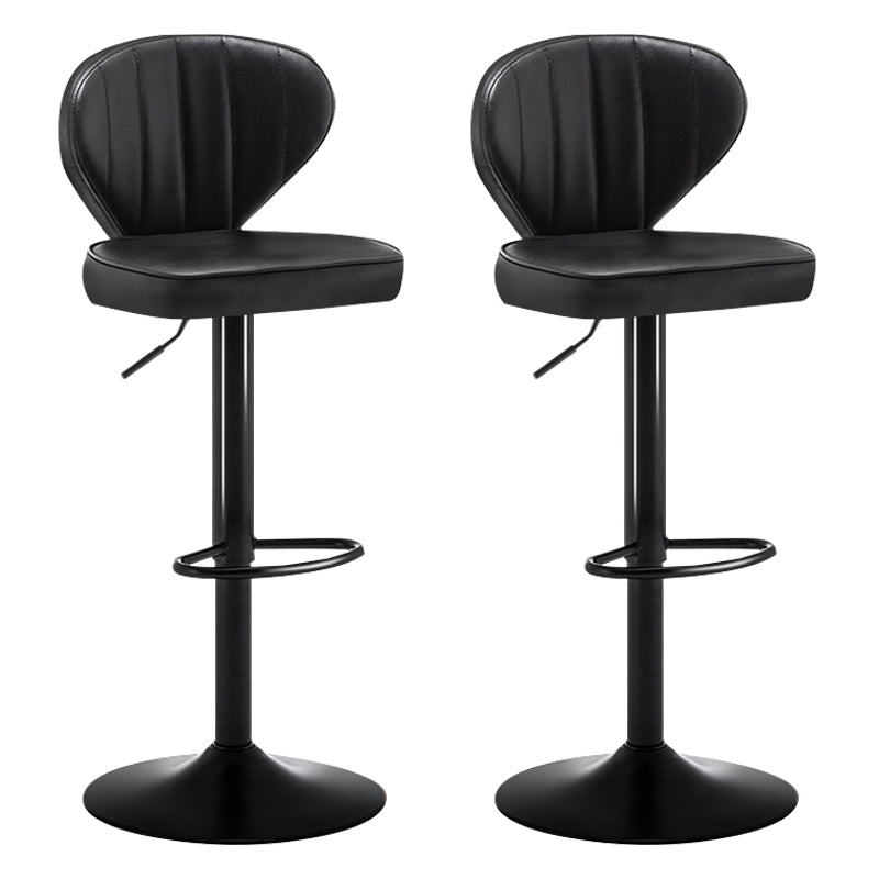 Taburete de bar de acero con respaldo moderno, taburete elevable con cojín de cuero
