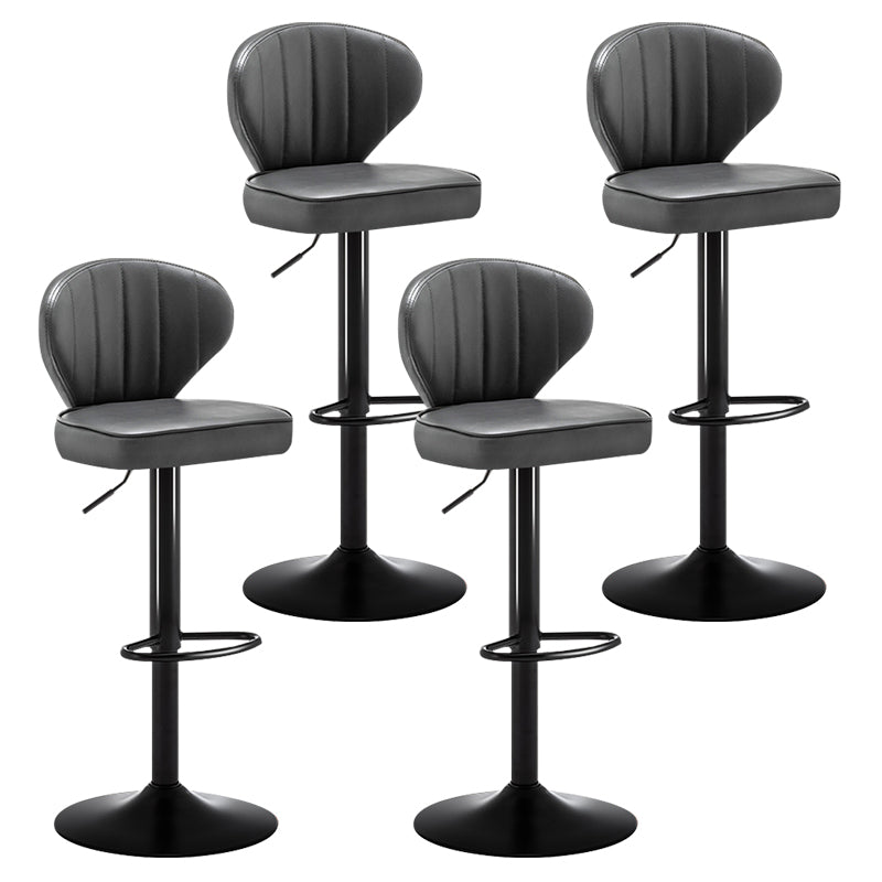 Taburete de bar de acero con respaldo moderno, taburete elevable con cojín de cuero