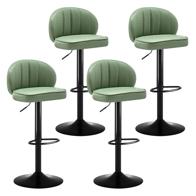 Taburete de bar de acero con respaldo moderno, taburete elevable con cojín de cuero