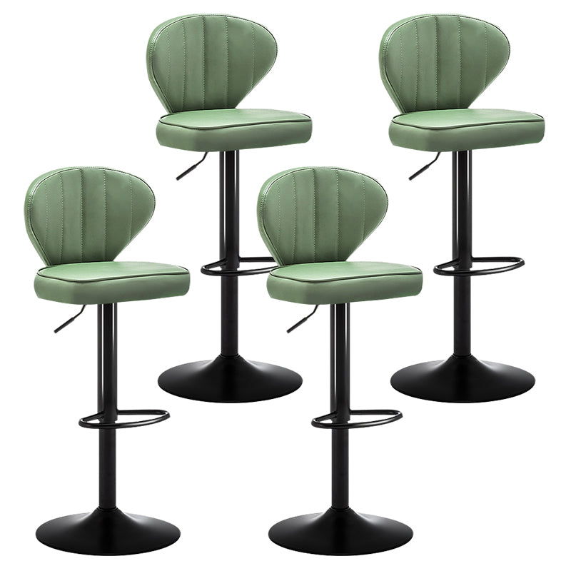Taburete de bar de acero con respaldo moderno, taburete elevable con cojín de cuero