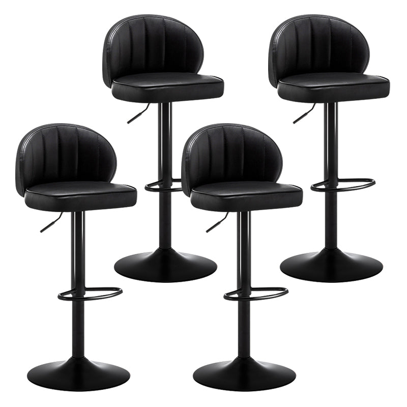 Taburete de bar de acero con respaldo moderno, taburete elevable con cojín de cuero