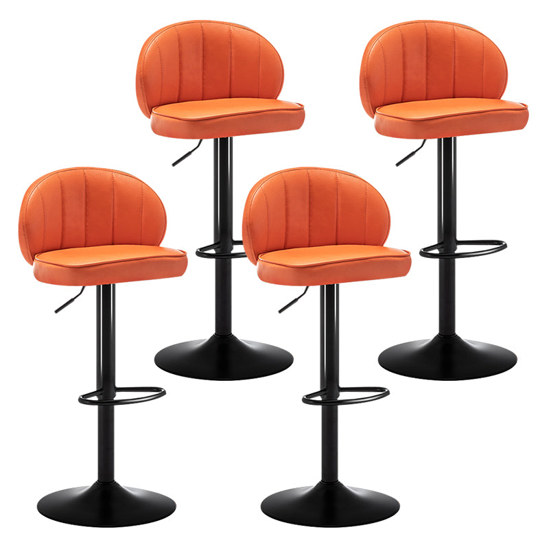 Taburete de bar de acero con respaldo moderno, taburete elevable con cojín de cuero