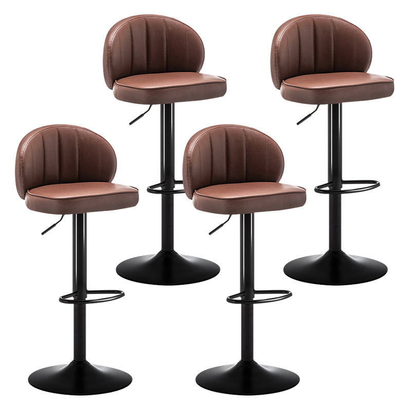 Taburete de bar de acero con respaldo moderno, taburete elevable con cojín de cuero