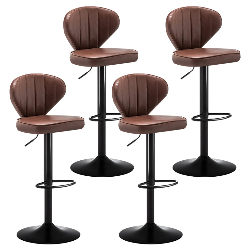 Taburete de bar de acero con respaldo moderno, taburete elevable con cojín de cuero