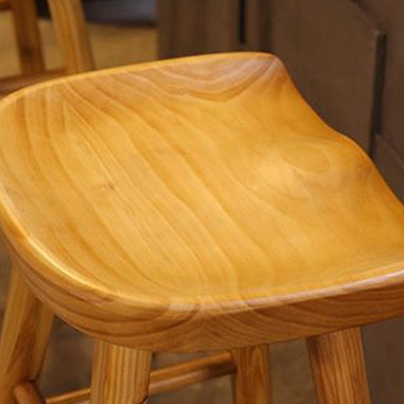 Moderner armloser Thekenhocker aus Holz, Restaurant-Barhocker mit Holzsitz und Pedal