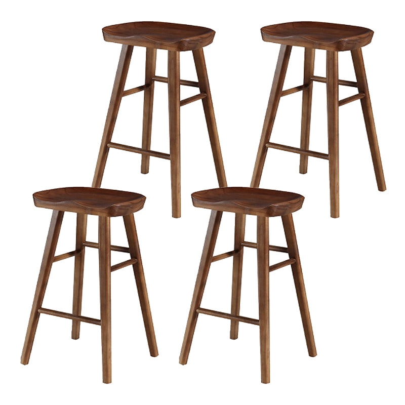 Moderner armloser Thekenhocker aus Holz, Restaurant-Barhocker mit Holzsitz und Pedal