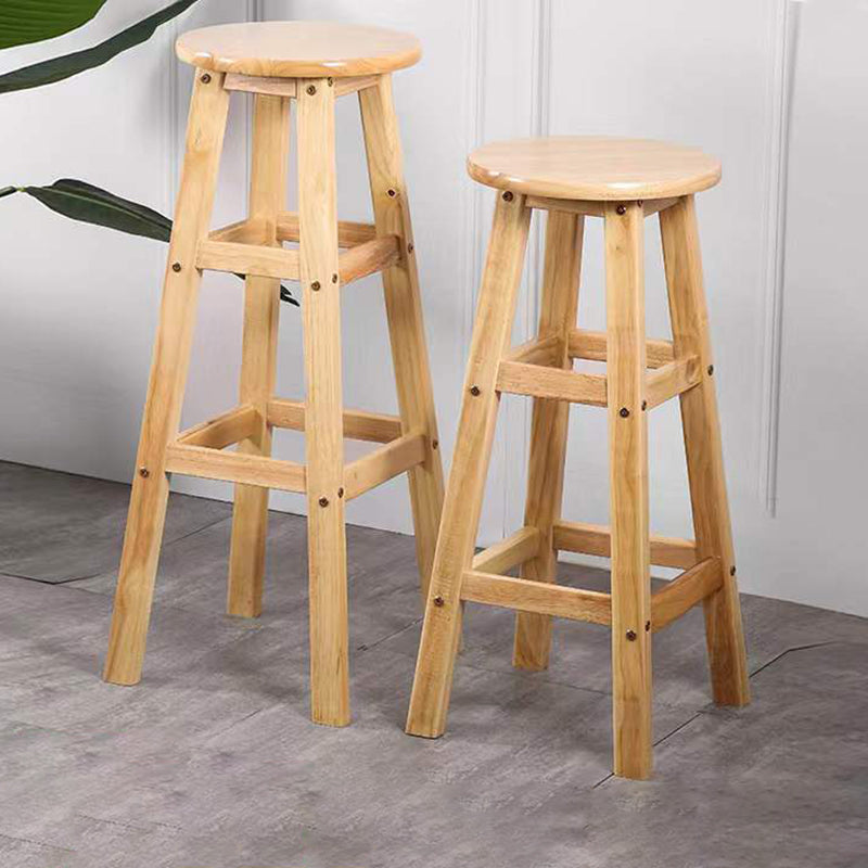 Taburete de bar moderno sin brazos y sin respaldo, taburete de bar de madera para tienda de té con leche y asiento de madera