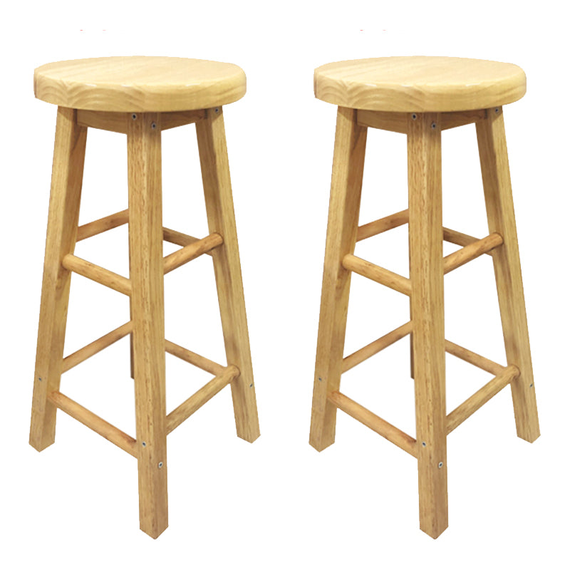 Taburete de bar moderno sin brazos y sin respaldo, taburete de bar de madera para tienda de té con leche y asiento de madera