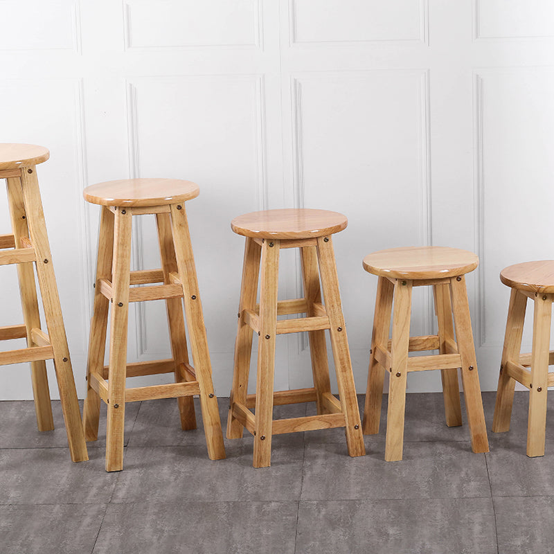 Taburete de bar moderno sin brazos y sin respaldo, taburete de bar de madera para tienda de té con leche y asiento de madera