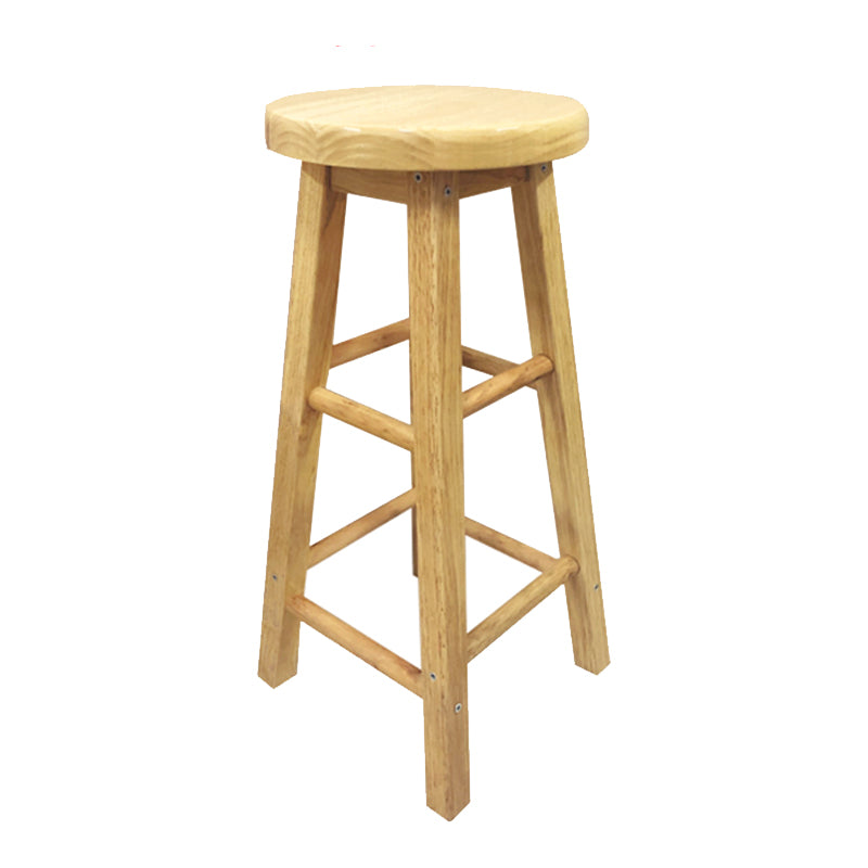 Taburete de bar moderno sin brazos y sin respaldo, taburete de bar de madera para tienda de té con leche y asiento de madera
