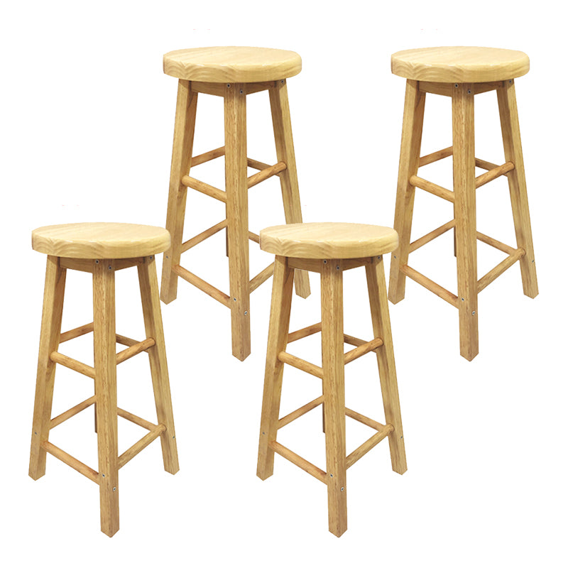 Taburete de bar moderno sin brazos y sin respaldo, taburete de bar de madera para tienda de té con leche y asiento de madera