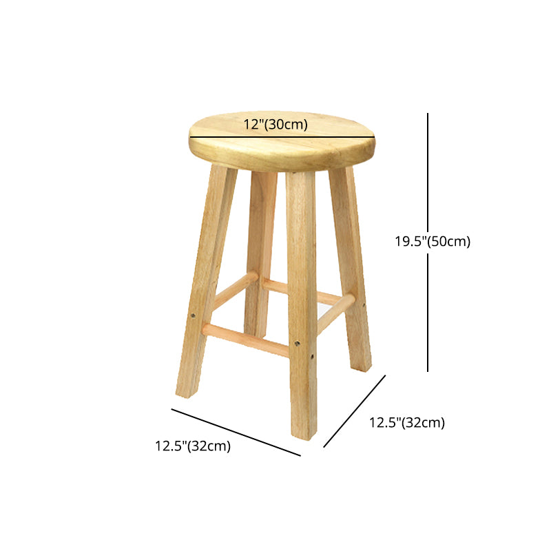 Taburete de bar moderno sin brazos y sin respaldo, taburete de bar de madera para tienda de té con leche y asiento de madera